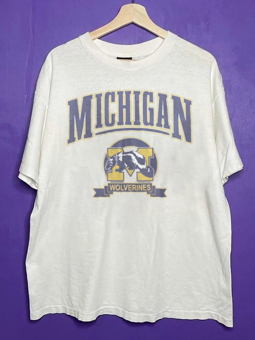 University of Michigan Wolverines Football Crewneck Shirt, Retro NCAA Shirt Tee